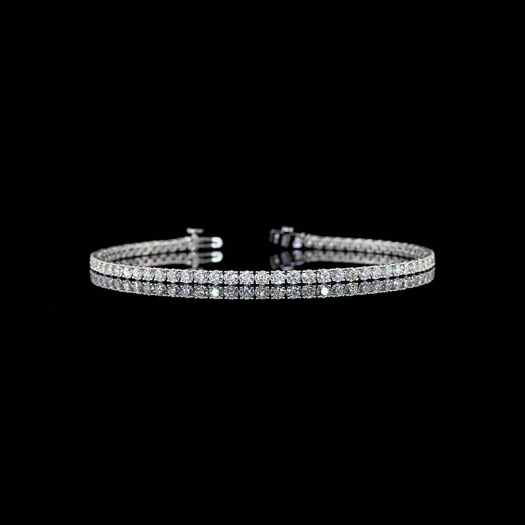 Lab-Grown 5.14 Carat Round E-F-VS Diamond 14K White Gold Tennis Bracelet