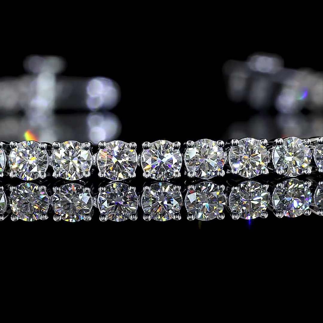Lab-Grown 5.14 Carat Round E-F-VS Diamond 14K White Gold Tennis Bracelet