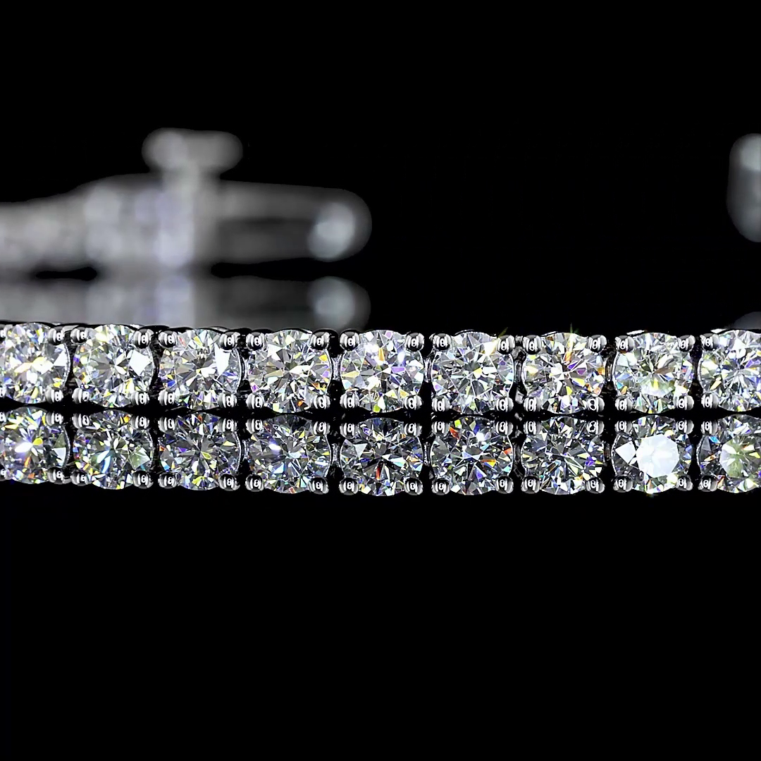 Lab-Grown 3.12 Carat Round E-VS2 Diamond 14K White Gold Tennis Bracelet