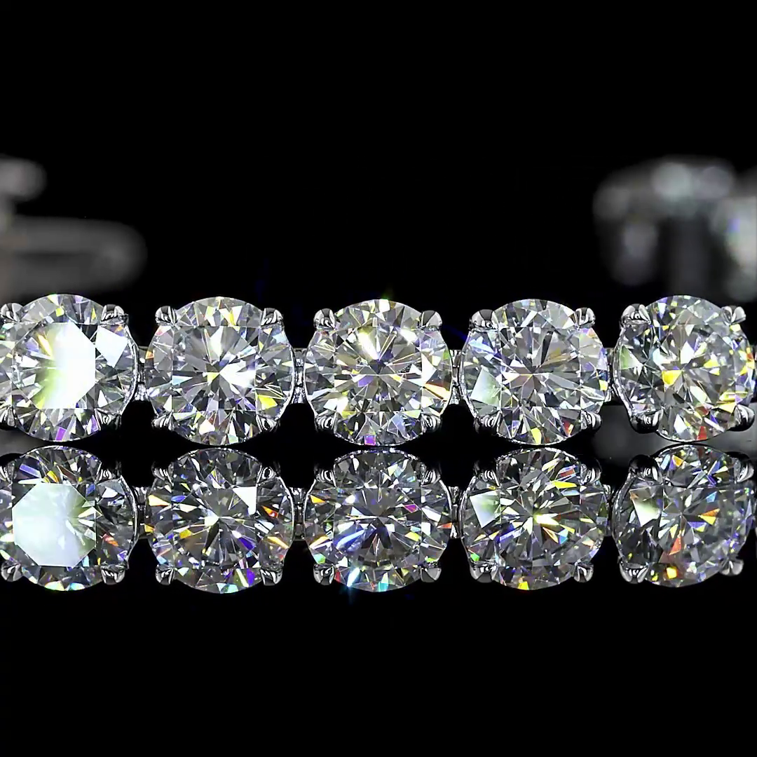 Lab-Grown 26.04 Carat Round E-F-VS1 Diamond 14K White Gold Tennis Bracelet