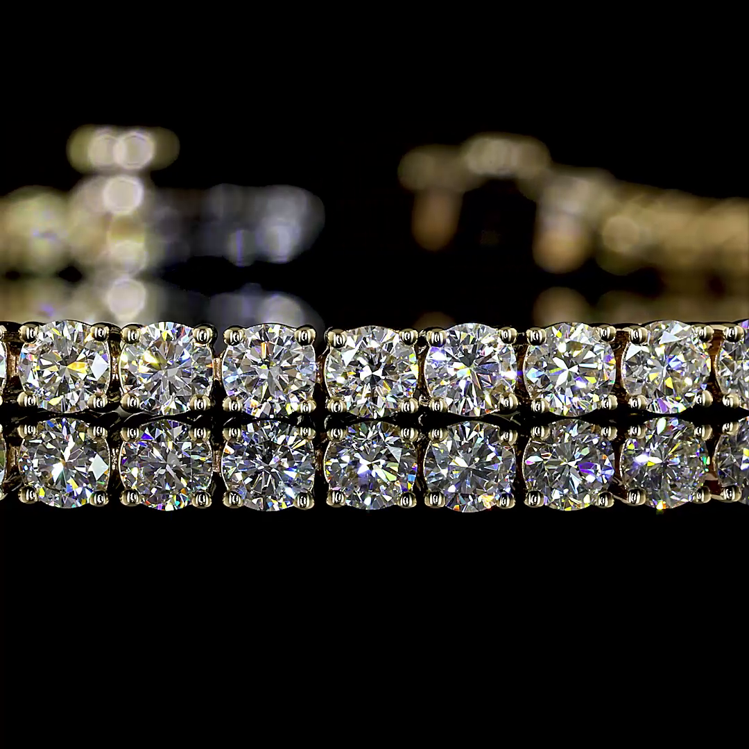 Lab-Grown 4.47 Carat Round E-VS Diamond 14K Yellow Gold Tennis Bracelet