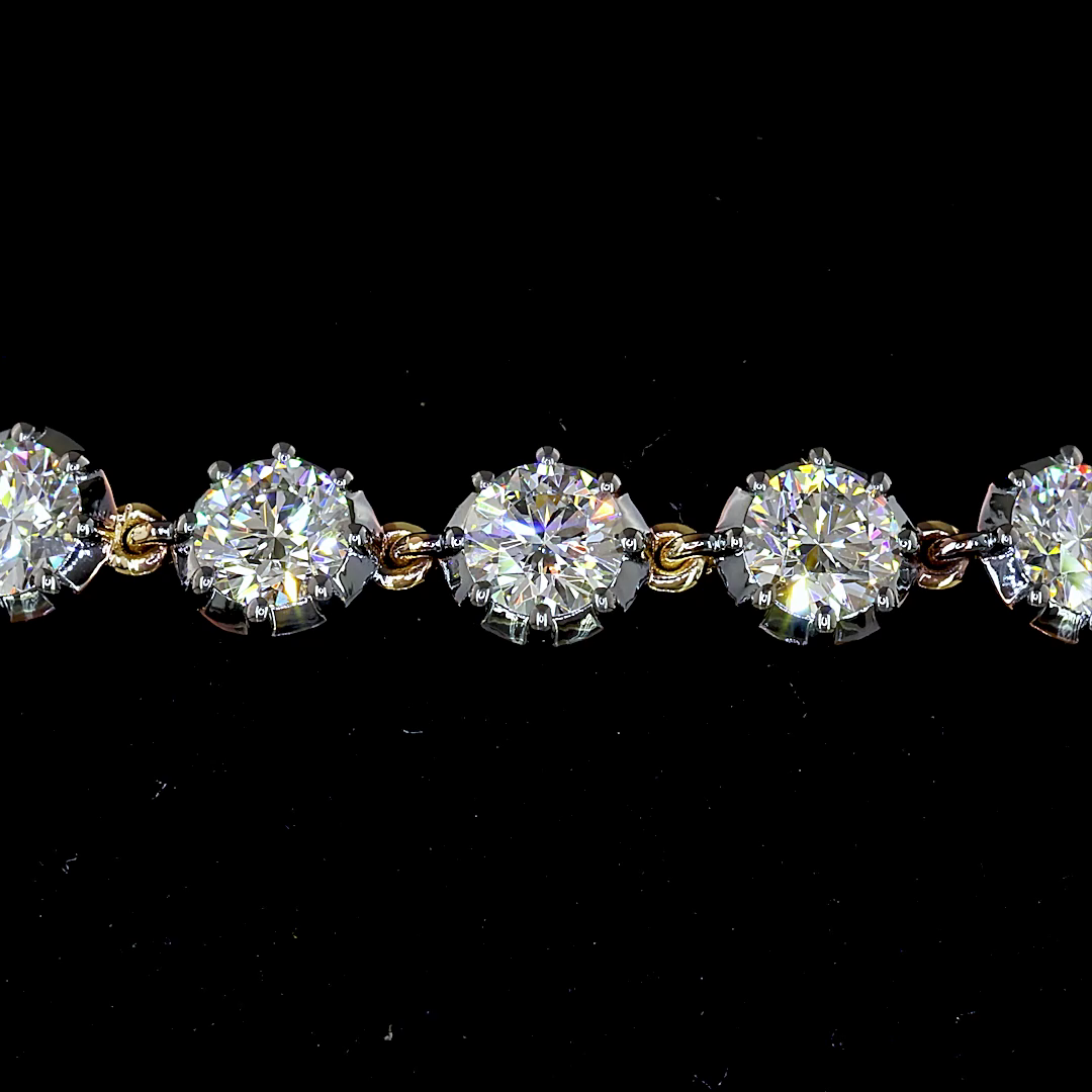 Lab-Grown 3.99 Carat Round E-VS Diamond 14K Yellow Gold Station Bracelet