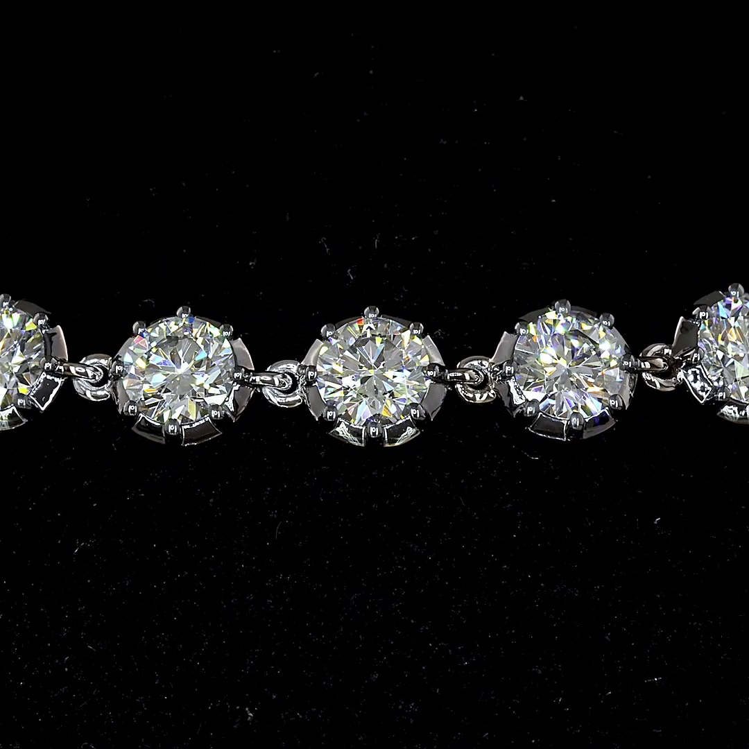 Lab-Grown 4 Carat Round E-F-VS Diamond 14K White Gold Station Bracelet