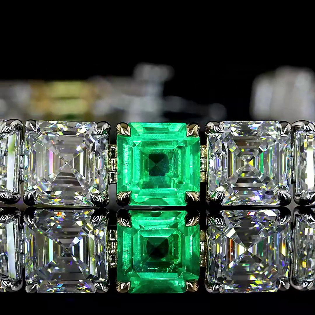 Lab-Grown 21.36 Carat Asscher E-VS1 Diamond 14K Two Tone Tennis Bracelet