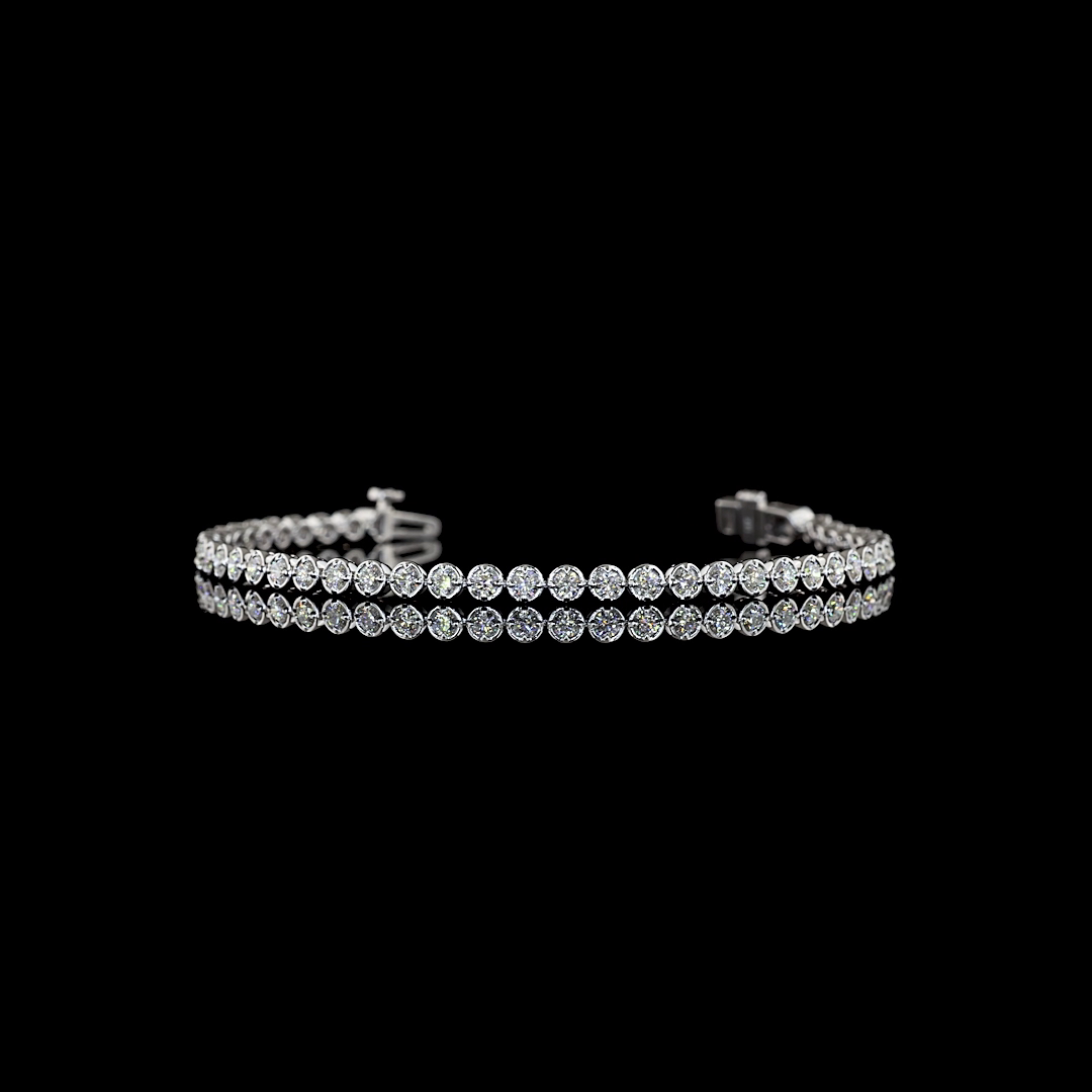 Lab-Grown 1.82 Carat Round E-F-VS+ Diamond 14K White Gold Tennis Bracelet