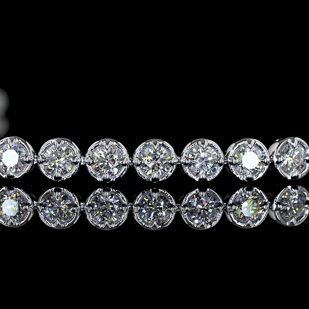 Lab-Grown 1.82 Carat Round E-F-VS+ Diamond 14K White Gold Tennis Bracelet