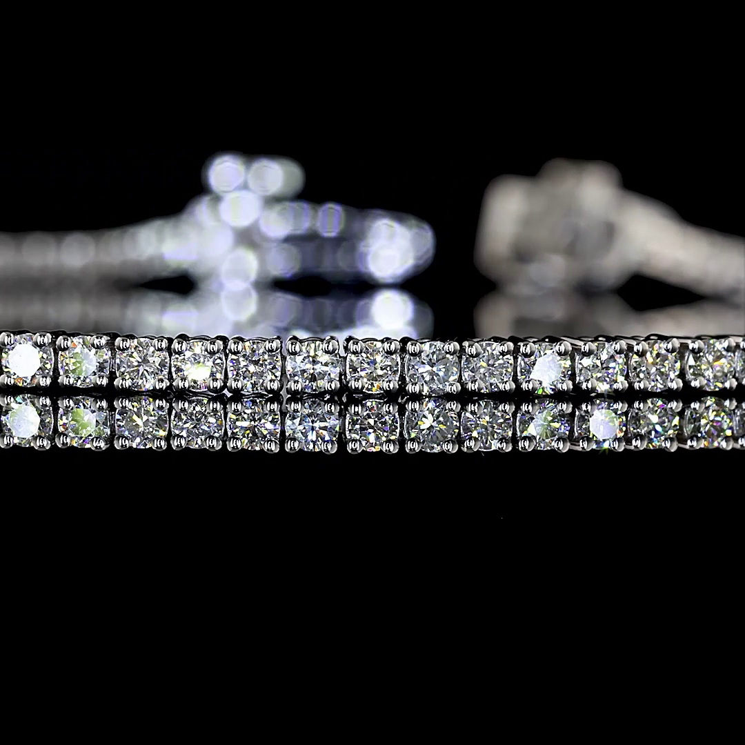 Lab-Grown 1.43 Carat Round F-VS2 Diamond 14K White Gold Tennis Bracelet