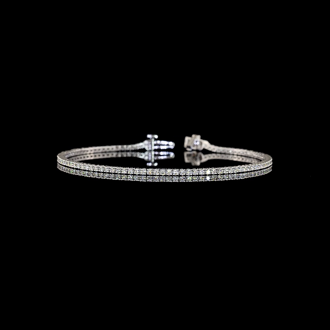 Lab-Grown 1.49 Carat Round F-VS2 Diamond 14K White Gold Tennis Bracelet