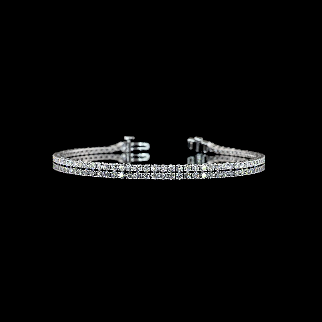 Lab-Grown 2.16 Carat Round F-VS2 Diamond 14K White Gold Tennis Bracelet