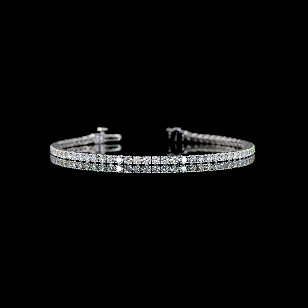 Lab-Grown 3.24 Carat Round F-VS2 Diamond 14K White Gold Tennis Bracelet