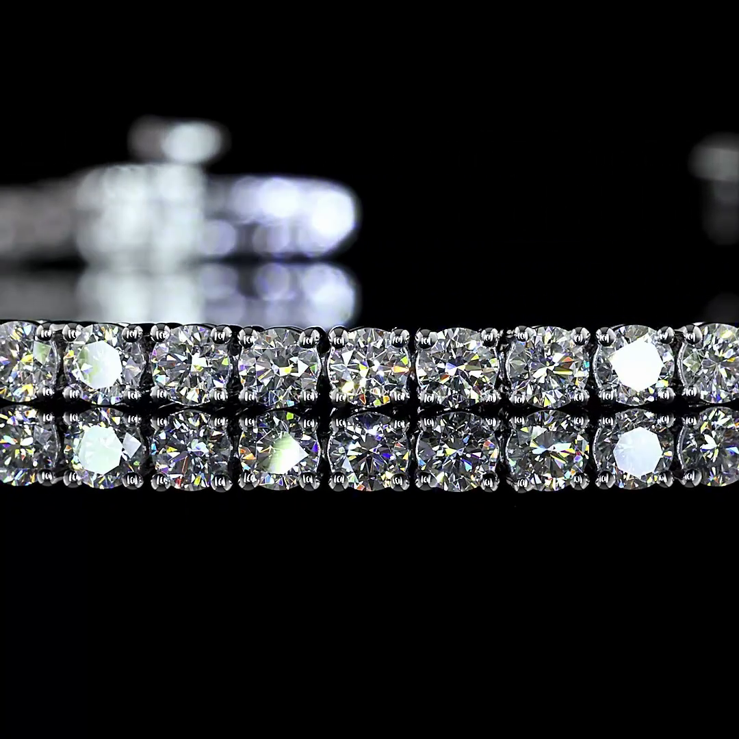 Lab-Grown 3.24 Carat Round F-VS2 Diamond 14K White Gold Tennis Bracelet