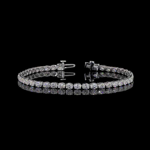 Lab-Grown 4.64 Carat Oval F-VS2 Diamond 14K White Gold Tennis Bracelet