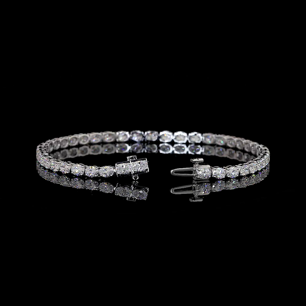 Lab-Grown 4.64 Carat Oval F-VS2 Diamond 14K White Gold Tennis Bracelet