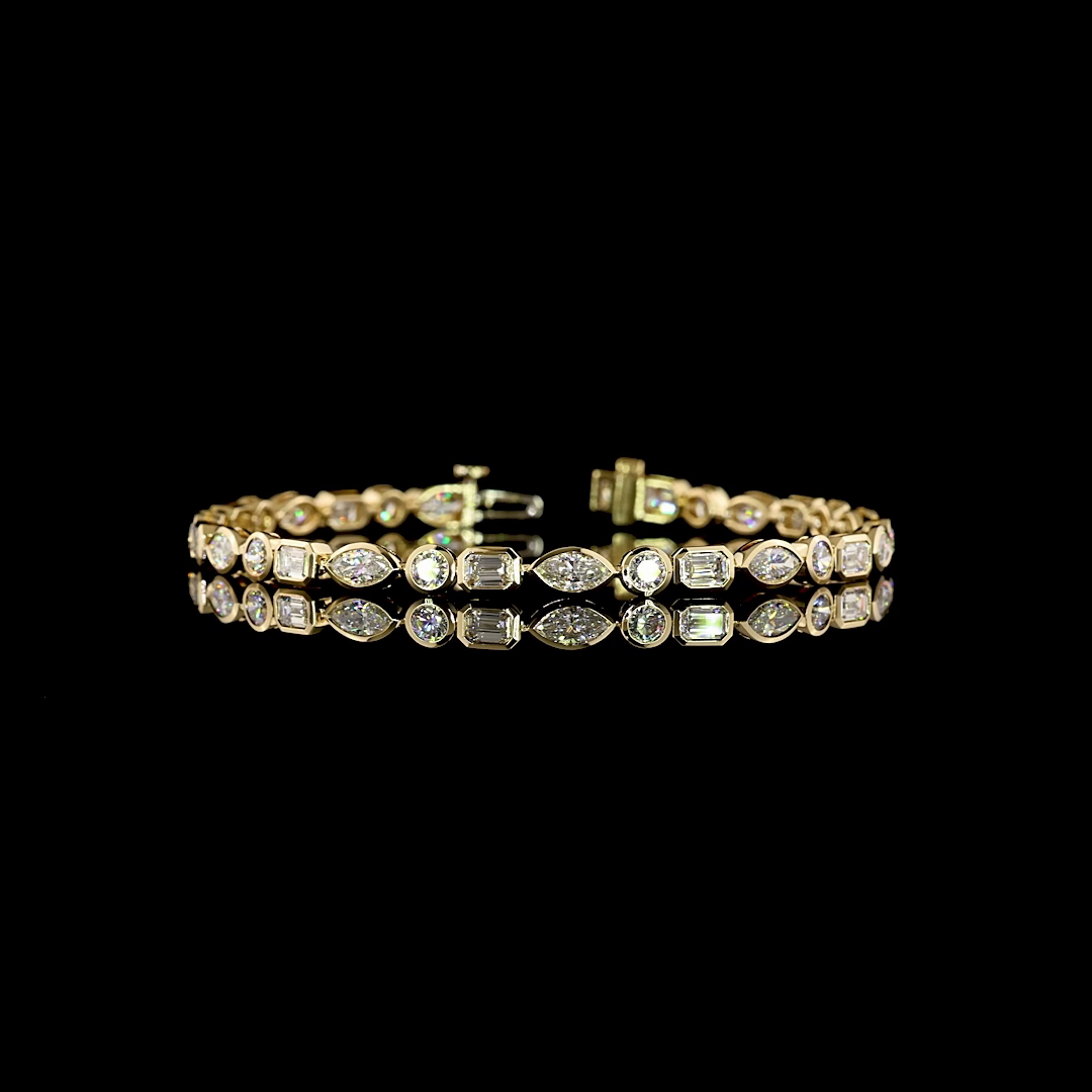Lab-Grown 5.87 Carat MIX E-F-VS1 Diamond 14K Yellow Gold Tennis Bracelet