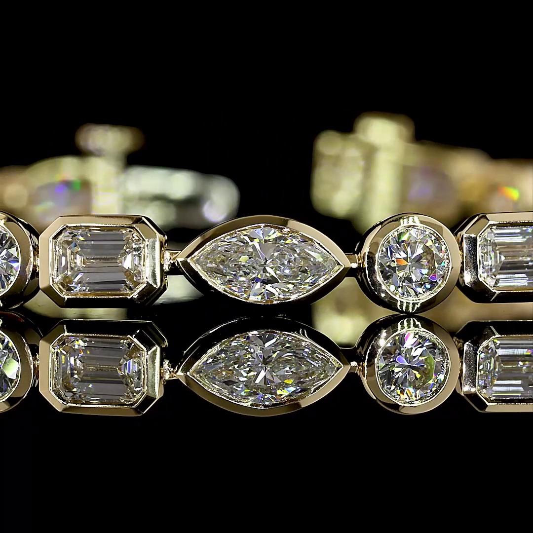 Lab-Grown 5.87 Carat MIX E-F-VS1 Diamond 14K Yellow Gold Tennis Bracelet