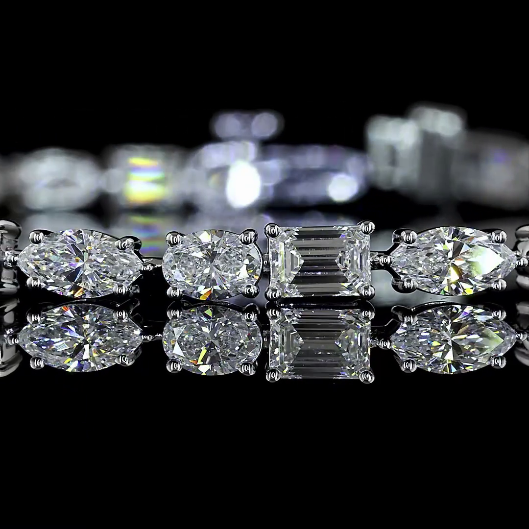 Lab-Grown 6.11 Carat MIX E-VS Diamond 14K White Gold Tennis Bracelet