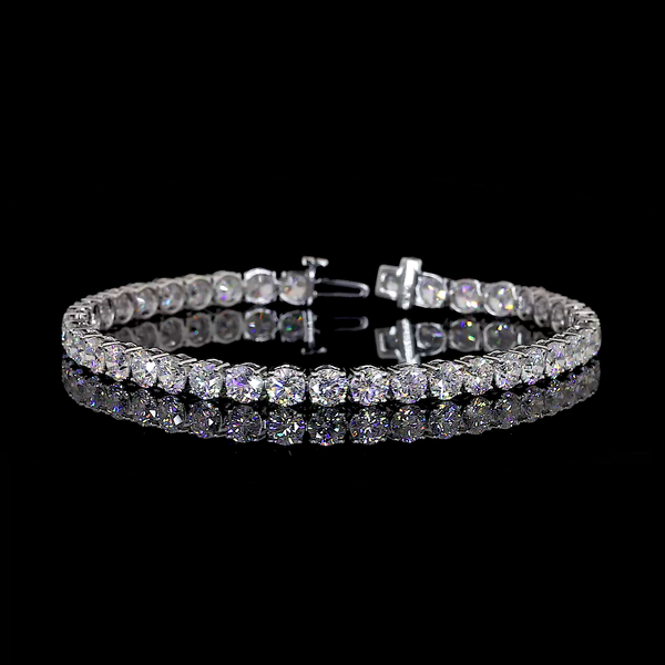 Lab-Grown 10.01 Carat Round F-VS2 Diamond 14K White Gold Tennis Bracelet