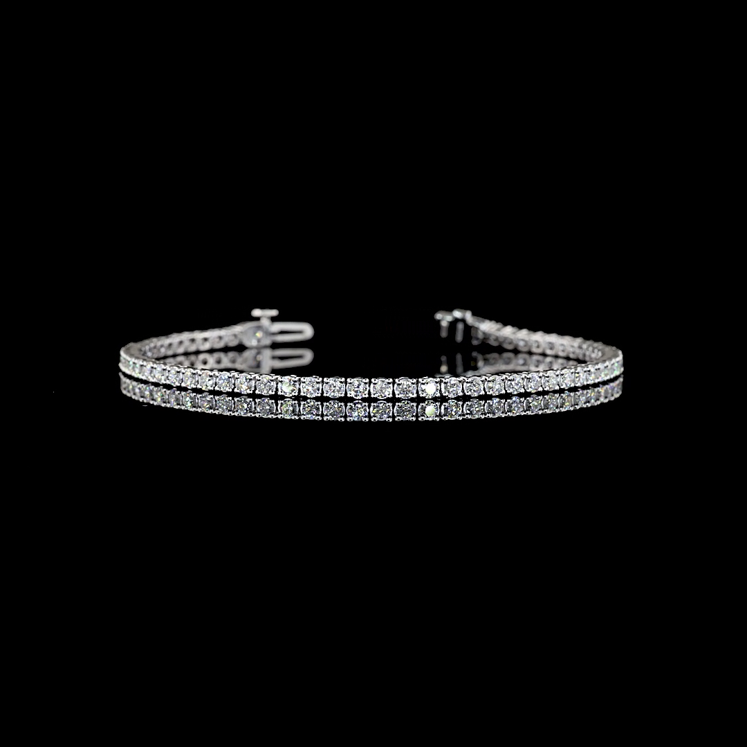 Lab-Grown 2.12 Carat Round F-VS2 Diamond 14K White Gold Tennis Bracelet