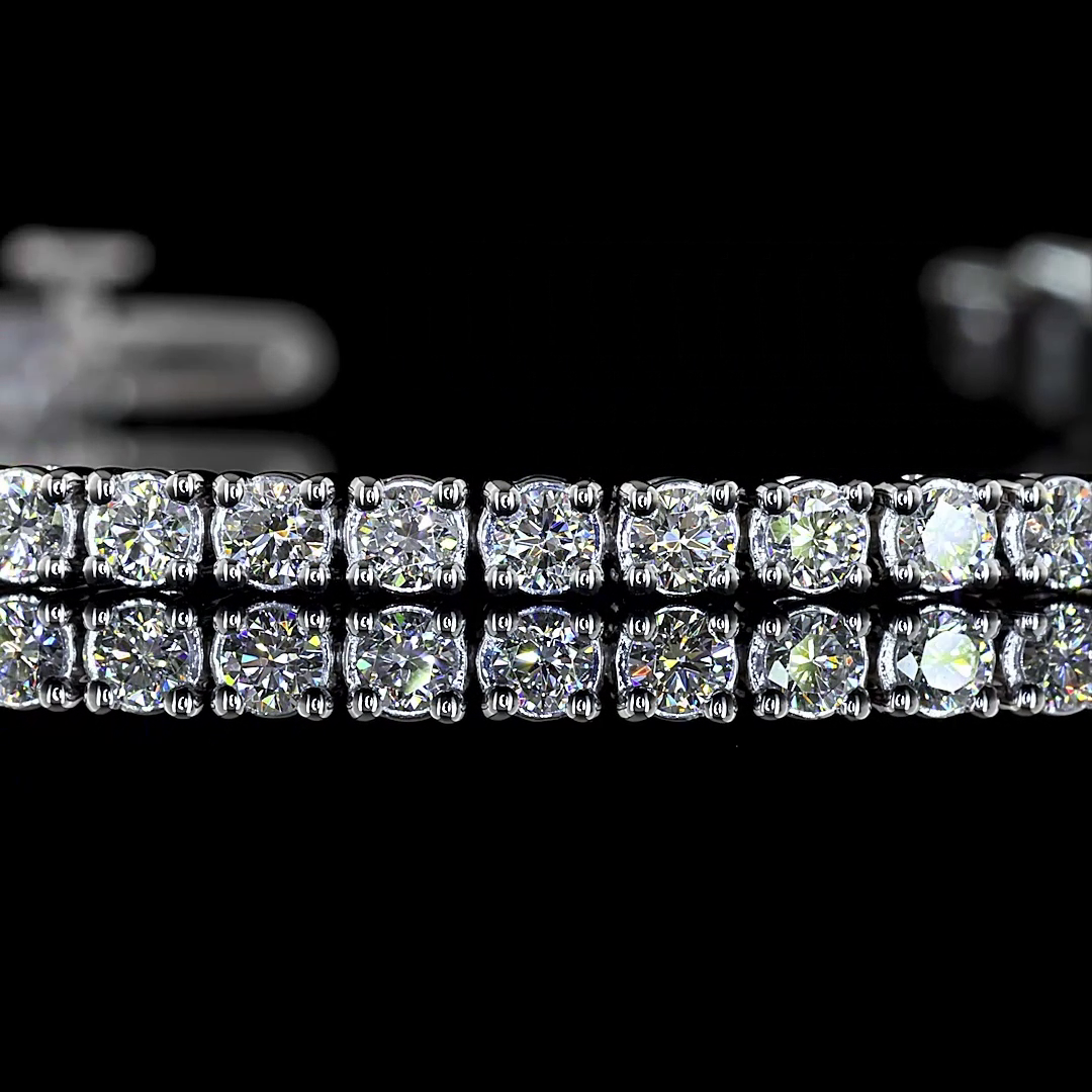 Lab-Grown 2.12 Carat Round F-VS2 Diamond 14K White Gold Tennis Bracelet