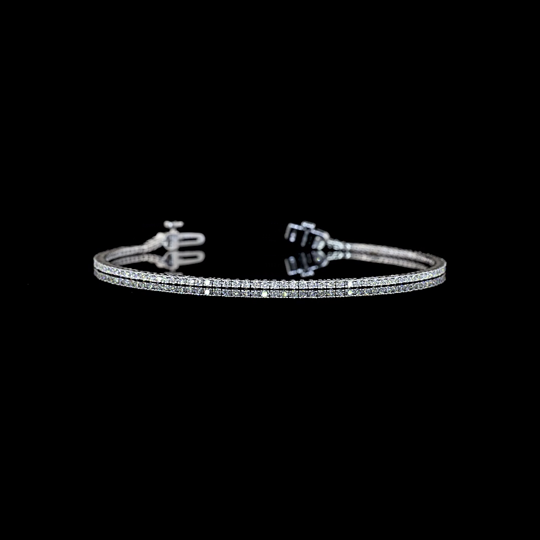 Lab-Grown 1 Carat Round E-F-VS1 Diamond 14K White Gold Tennis Bracelet