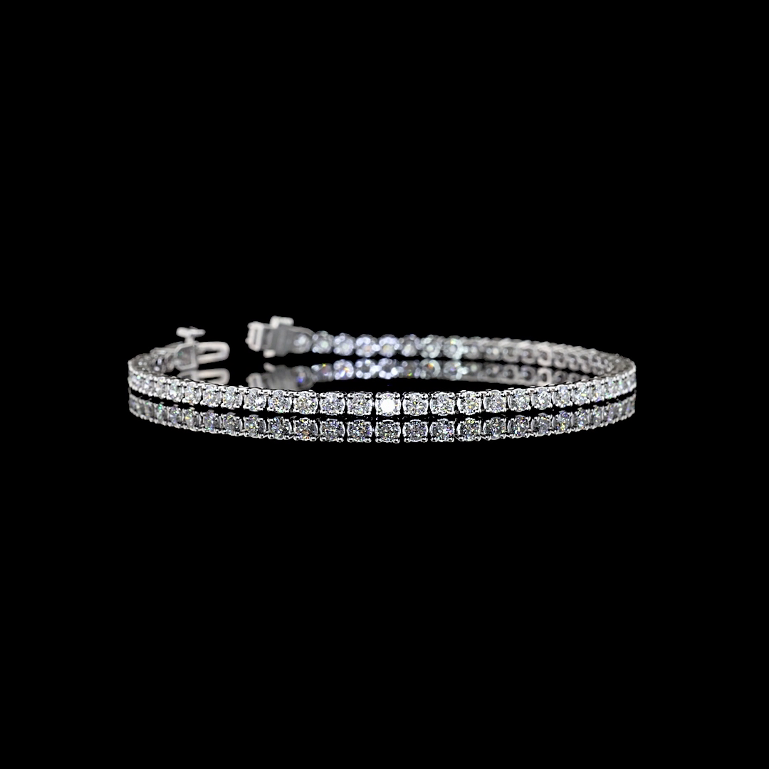 Lab-Grown 2.99 Carat Round F-VS2 Diamond 14K White Gold Tennis Bracelet