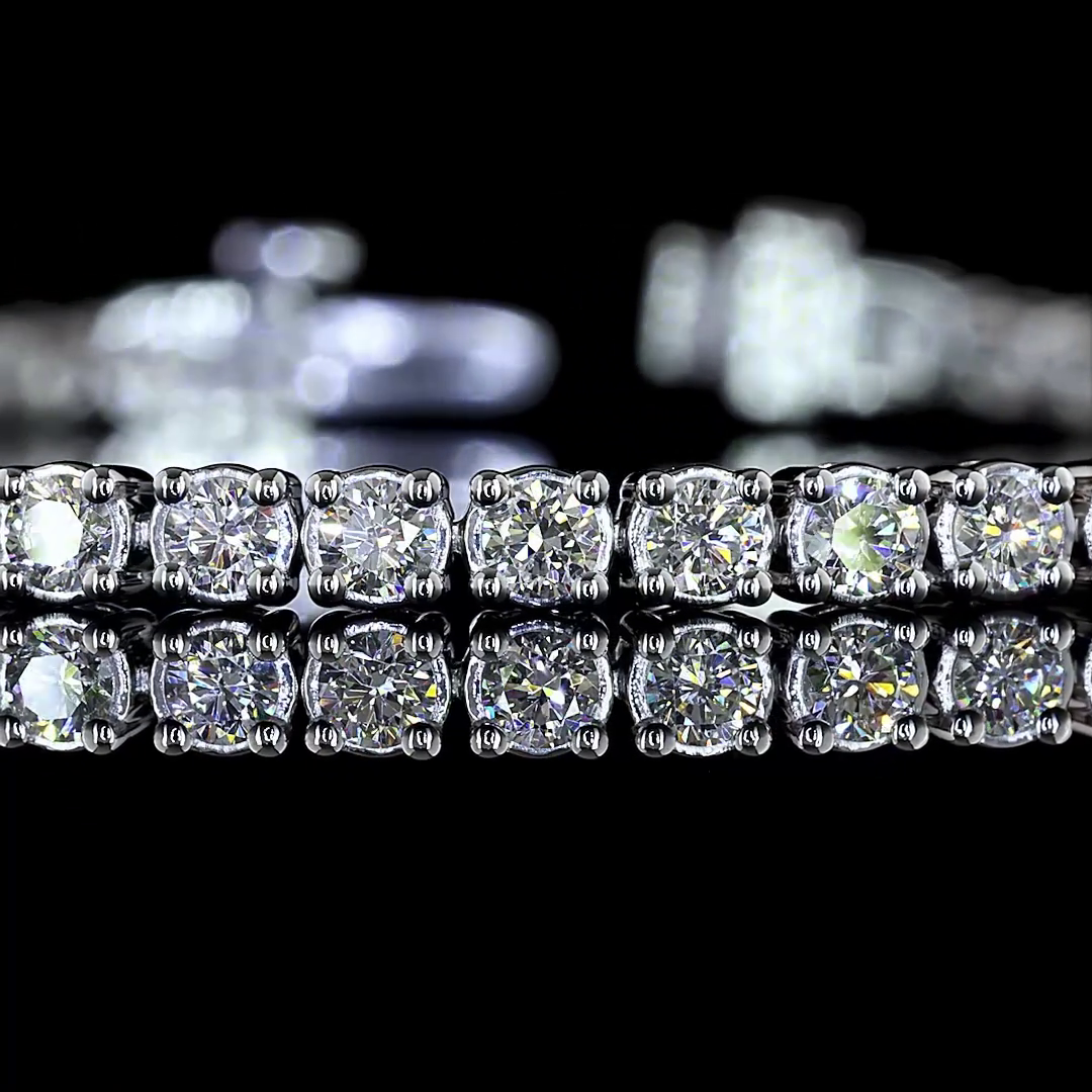 Lab-Grown 2.97 Carat Round F-VS2 Diamond 14K White Gold Tennis Bracelet
