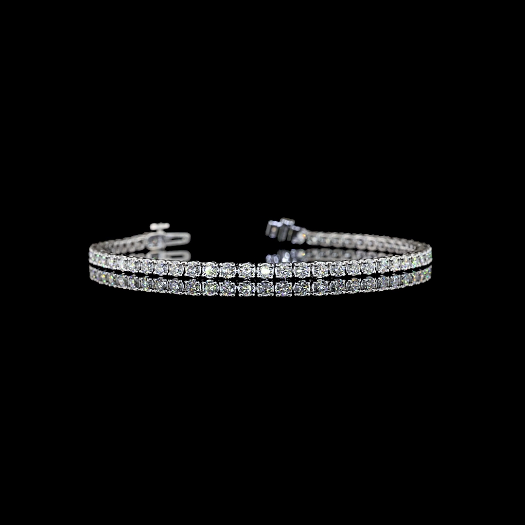 Lab-Grown 2.89 Carat Round E-F-VS2 Diamond 14K White Gold Tennis Bracelet