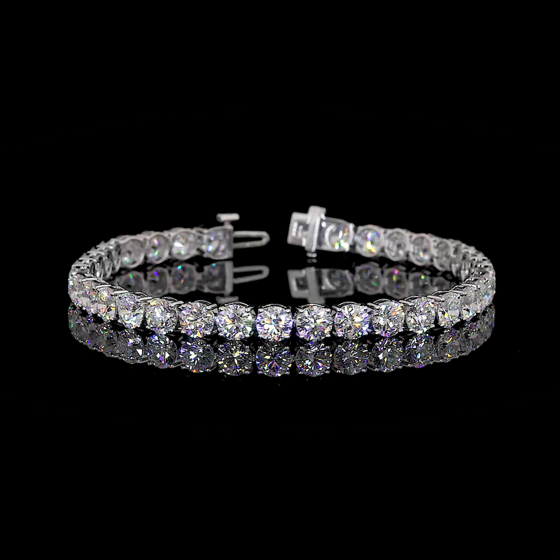 Lab-Grown 15.04 Carat Round F-VS2 Diamond 14K White Gold Tennis Bracelet