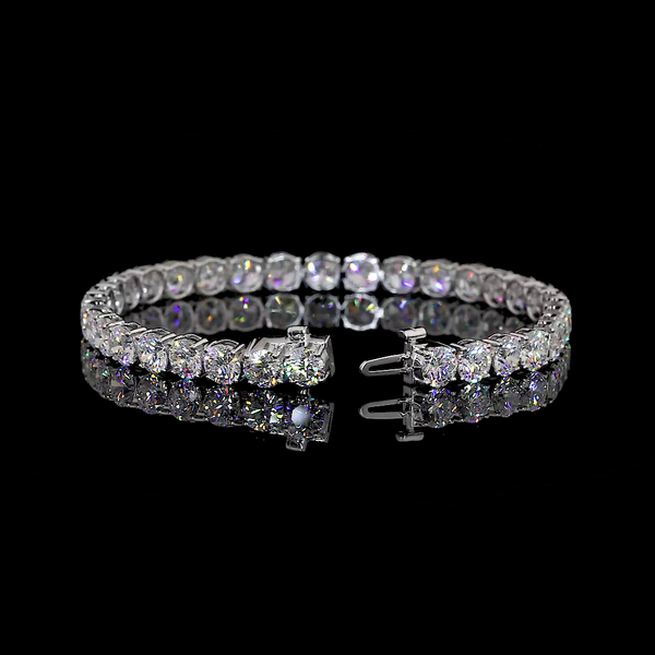 Lab-Grown 15.04 Carat Round F-VS2 Diamond 14K White Gold Tennis Bracelet