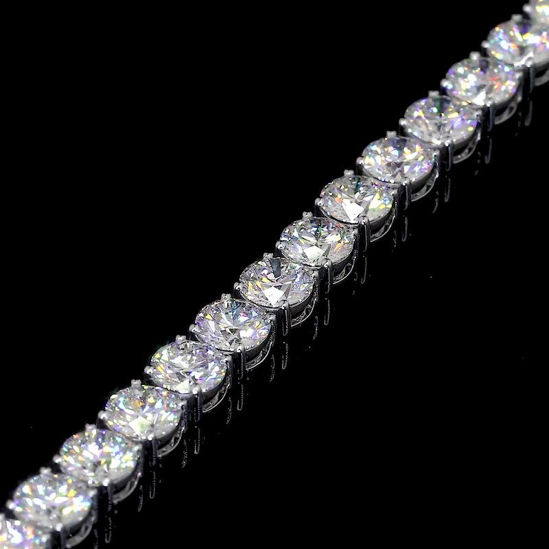 Lab-Grown 15.04 Carat Round F-VS2 Diamond 14K White Gold Tennis Bracelet