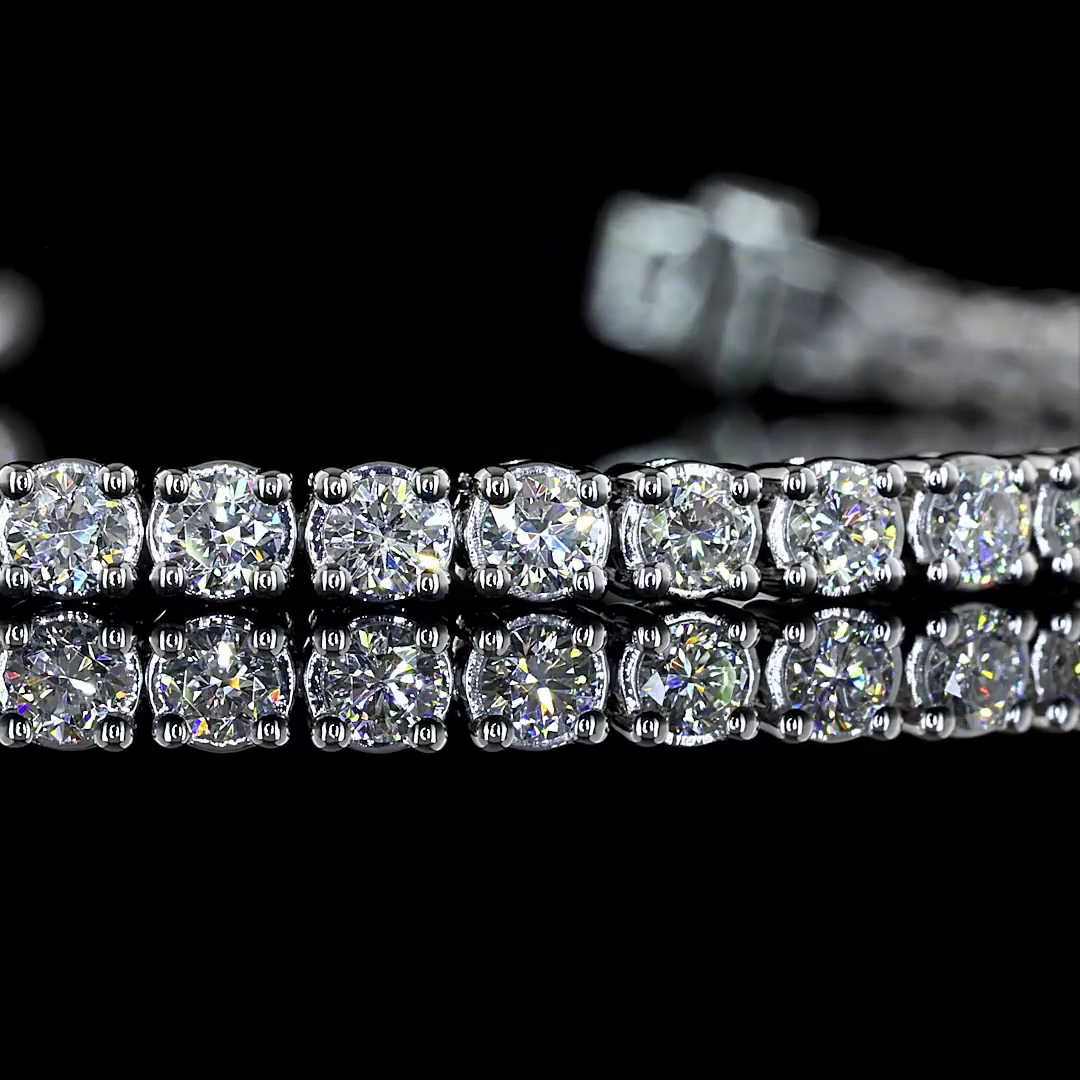 Lab-Grown 2.8 Carat Round E-F-VS2 Diamond 14K White Gold Tennis Bracelet