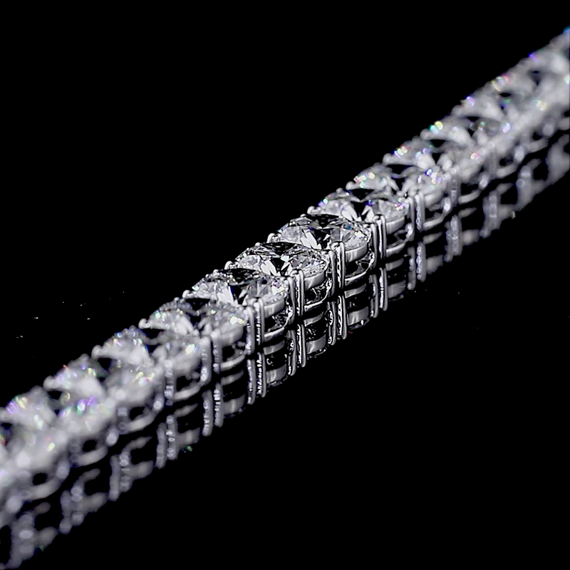 Lab-Grown 15.93 Carat Round D-VS1 Diamond 14K White Gold Tennis Bracelet
