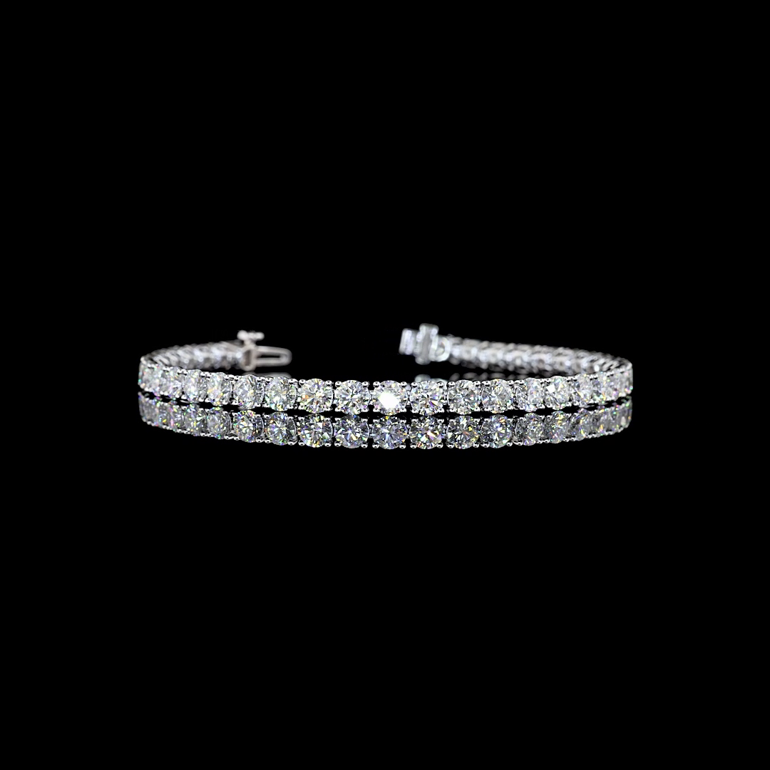 Lab-Grown 9.97 Carat Round E-F-VS Diamond 14K White Gold Tennis Bracelet