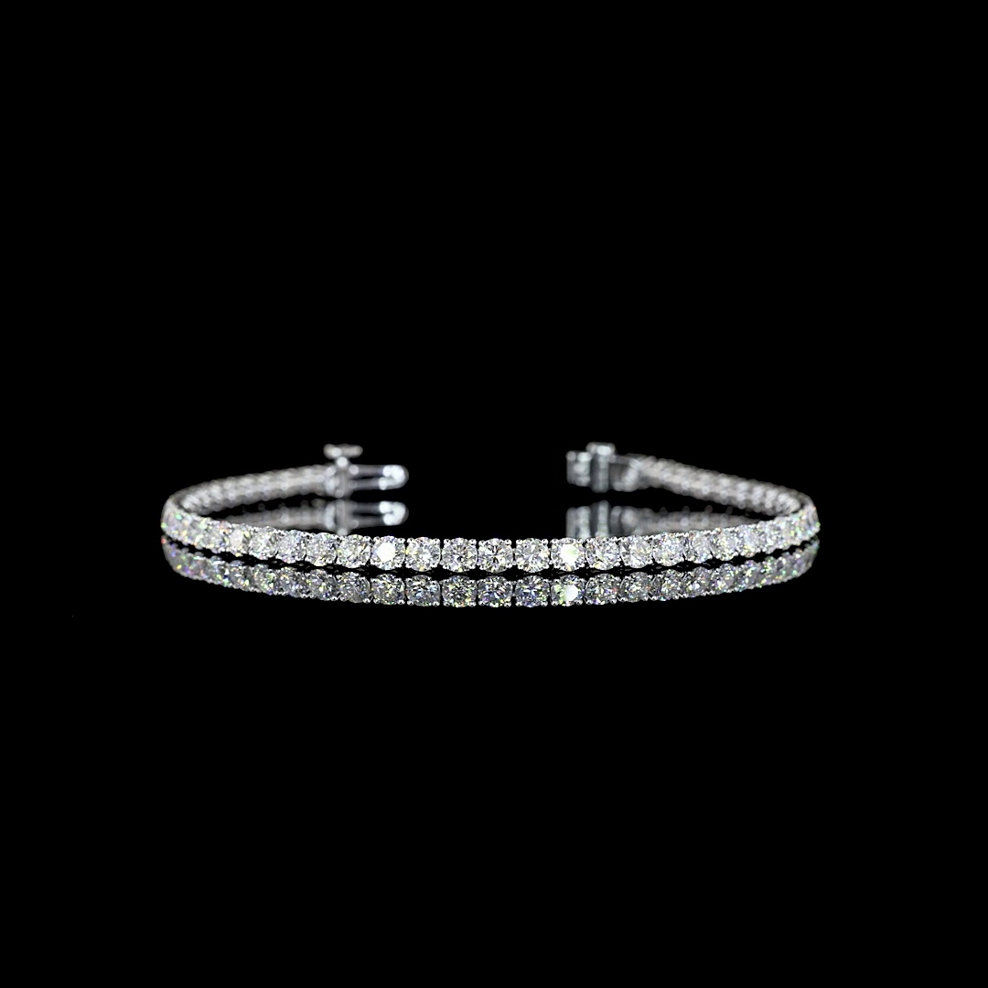 Lab-Grown 5.45 Carat Round E-F-VS Diamond 14K White Gold Tennis Bracelet