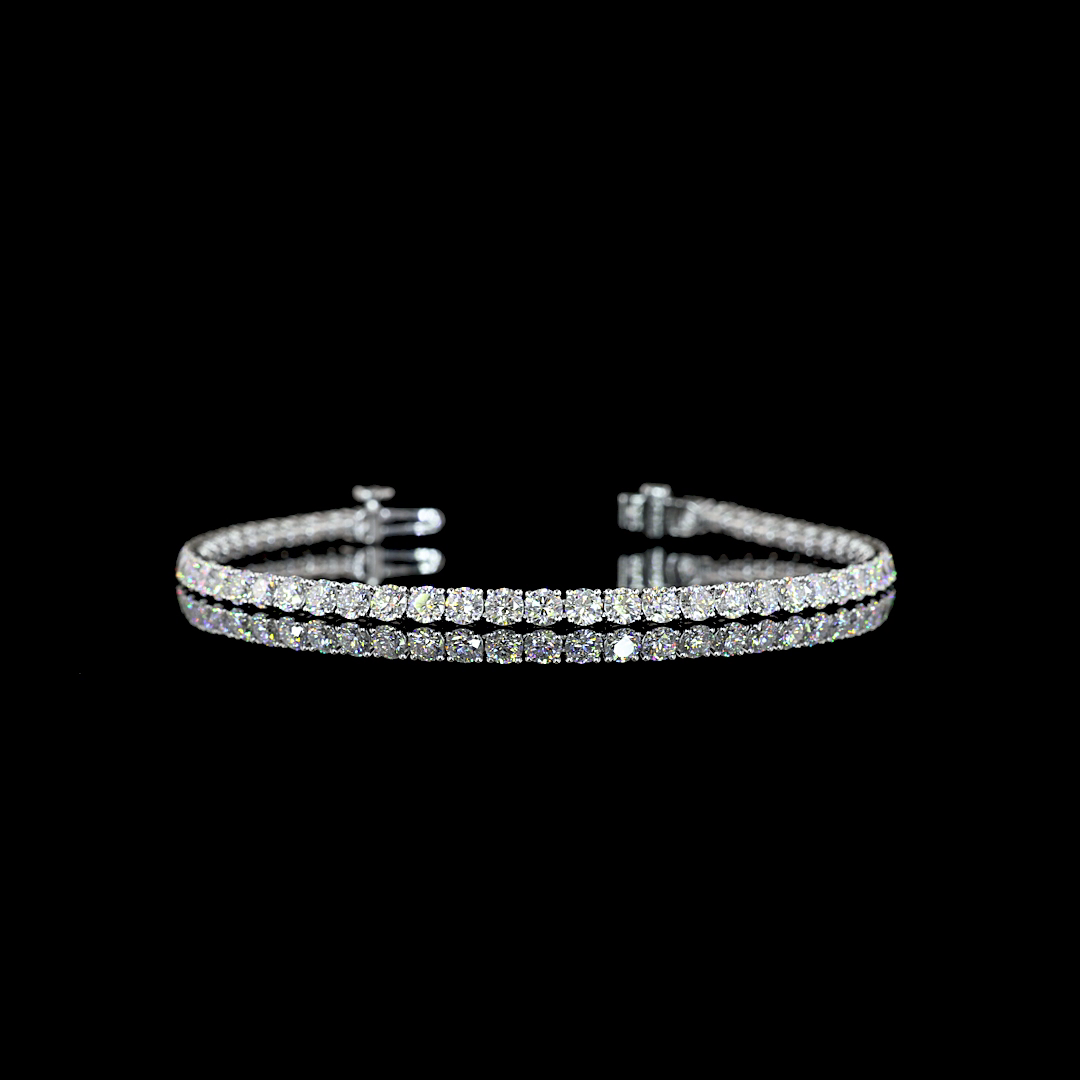 Lab-Grown 5.52 Carat Round E-F-VS Diamond 14K White Gold Tennis Bracelet