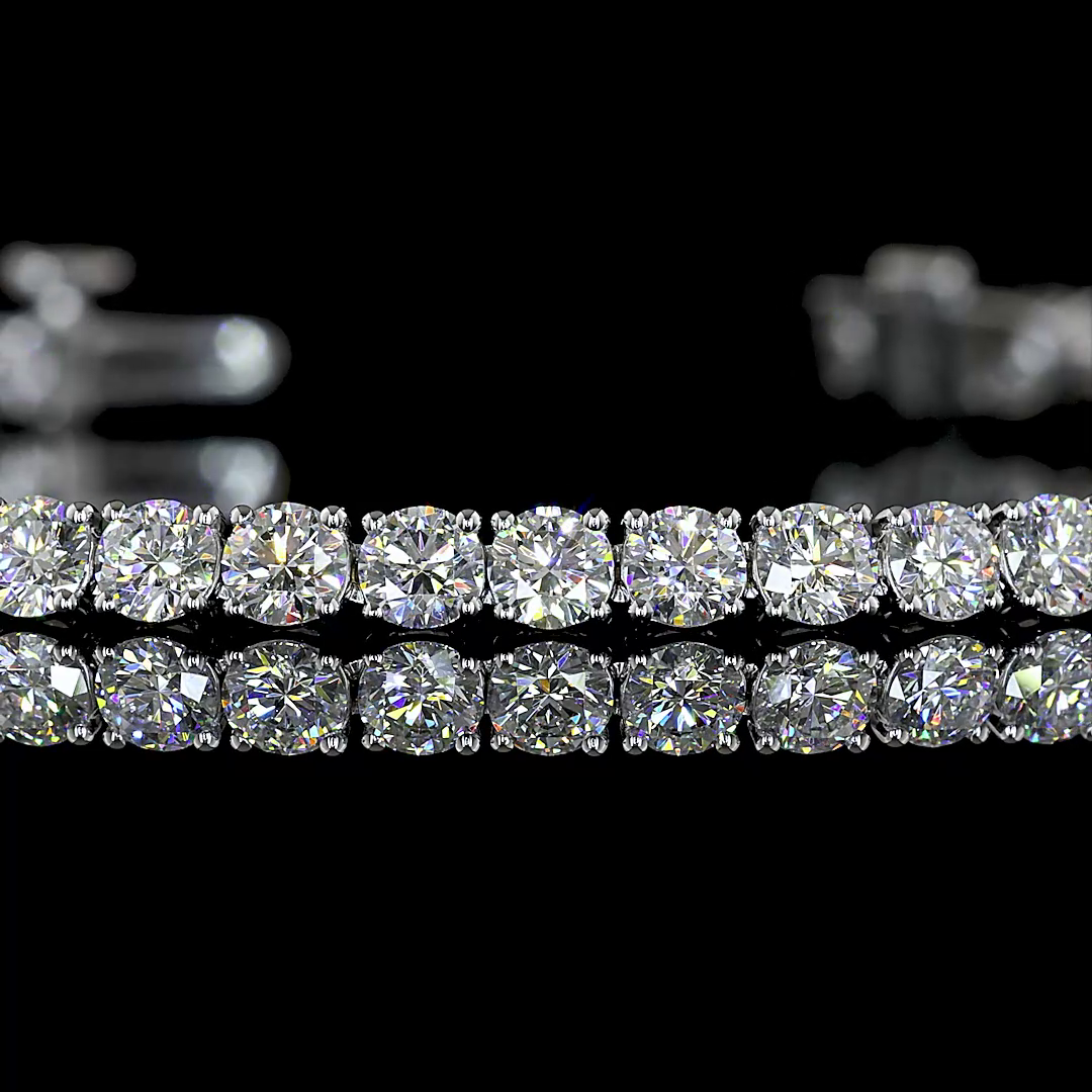 Lab-Grown 5.52 Carat Round E-F-VS Diamond 14K White Gold Tennis Bracelet