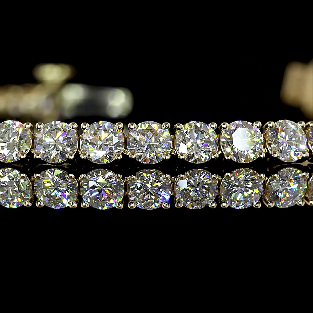 Lab-Grown 5.36 Carat Round E-F-VS2 Diamond 14K Yellow Gold Tennis Bracelet