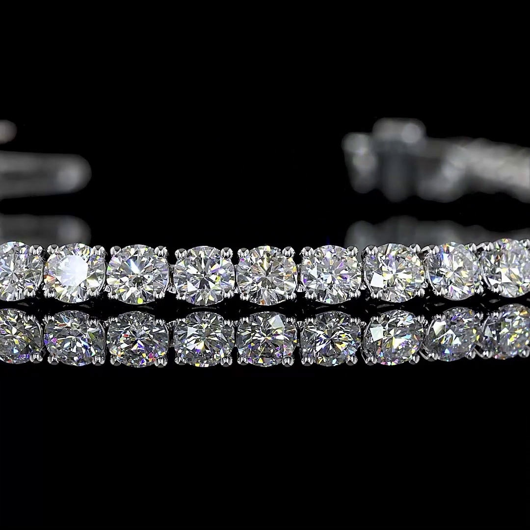 Lab-Grown 5.41 Carat Round F-VS2 Diamond 14K White Gold Tennis Bracelet