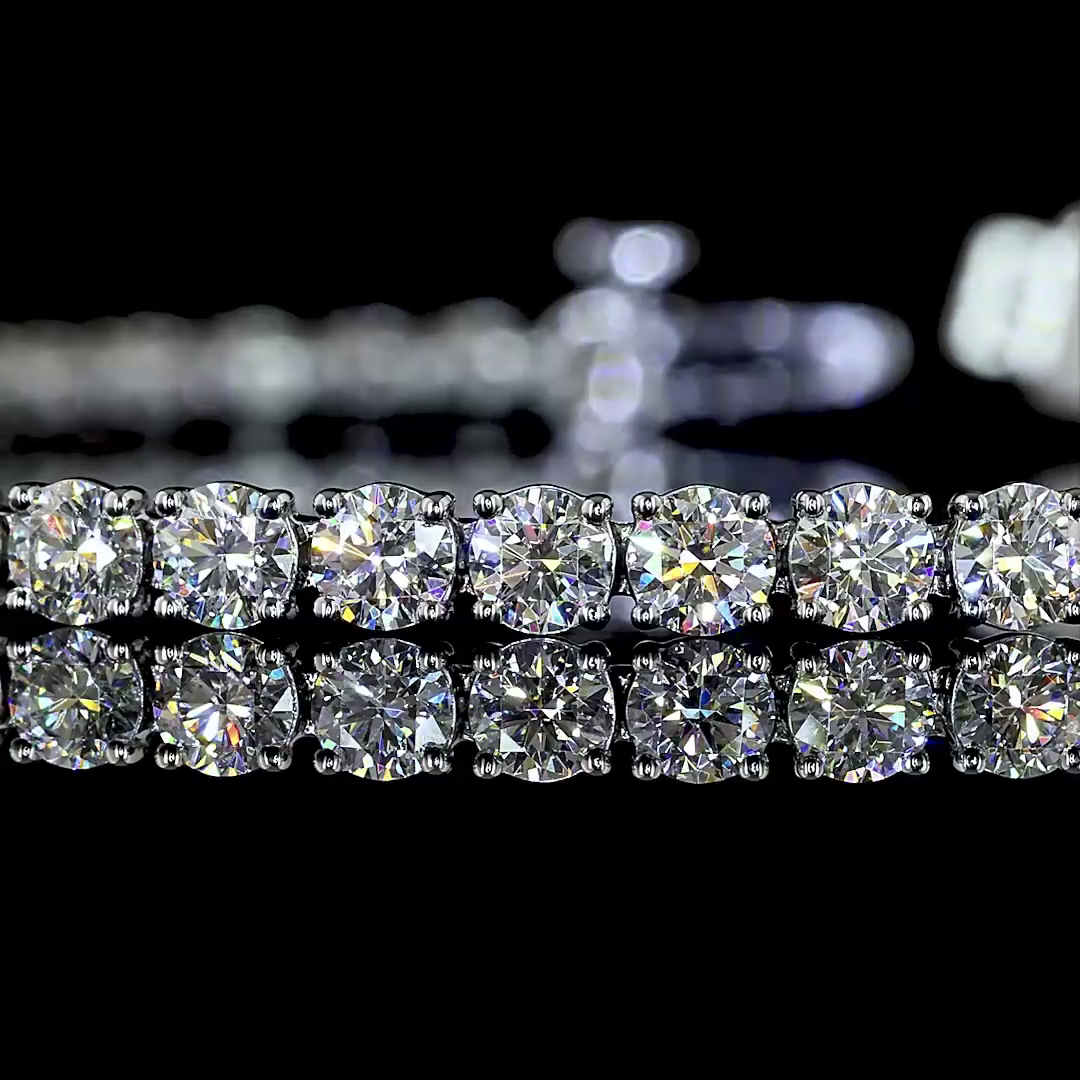 Lab-Grown 5.37 Carat Round E-F-VS2 Diamond 14K White Gold Tennis Bracelet