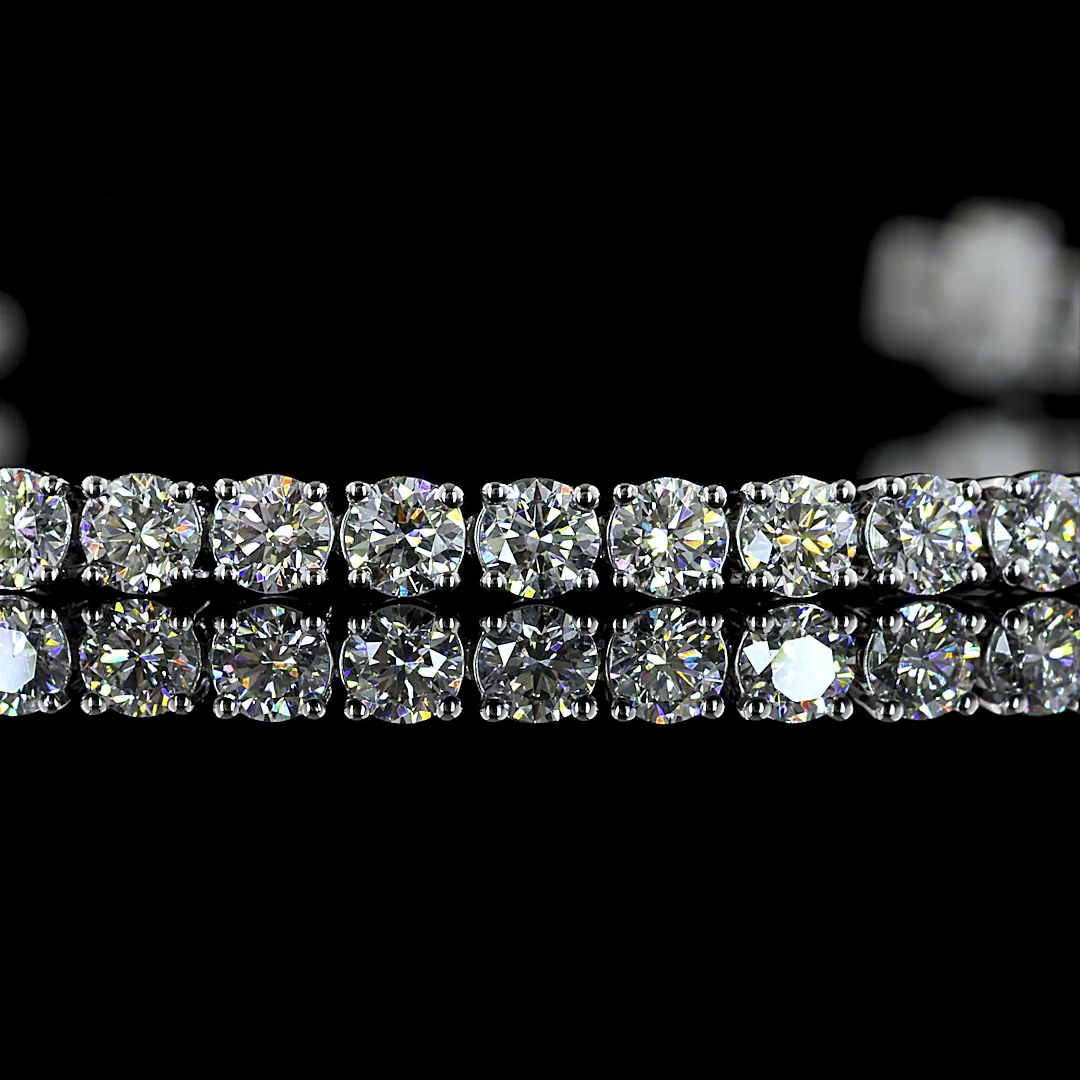 Lab-Grown 4.95 Carat Round E-F-VS Diamond 14K White Gold Tennis Bracelet