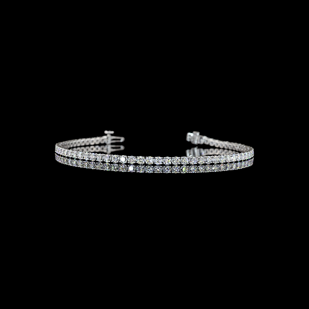 Lab-Grown 5.49 Carat Round E-F-VS Diamond 14K White Gold Tennis Bracelet