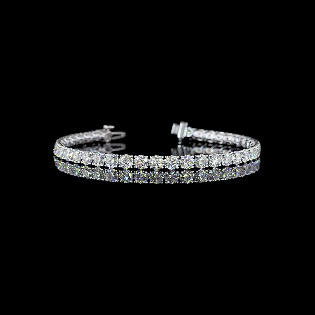 Lab-Grown 10.26 Carat Round E-F-VS2 Diamond 14K White Gold Tennis Bracelet