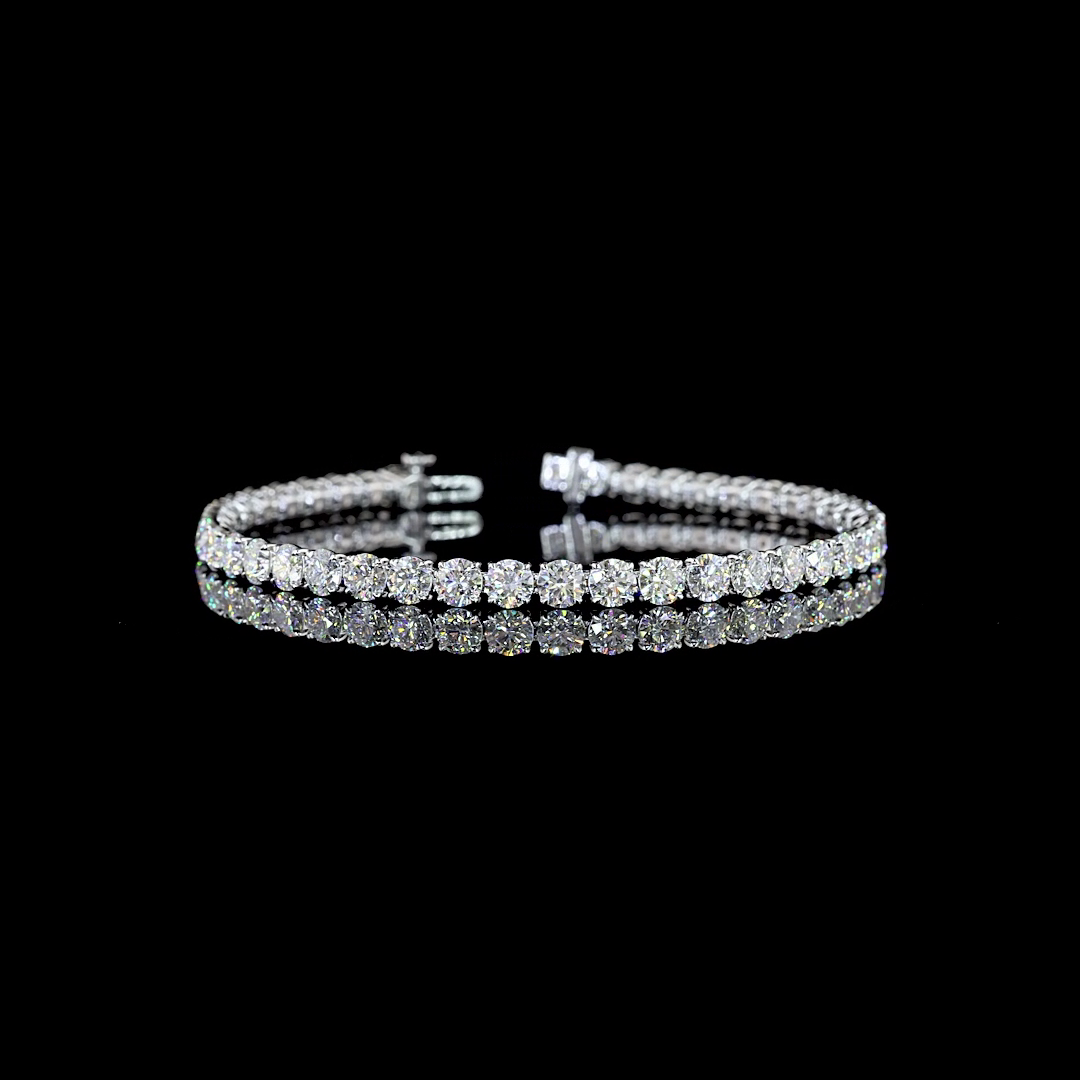 Lab-Grown 10.58 Carat Round E-F-VS2 Diamond 14K White Gold Tennis Bracelet