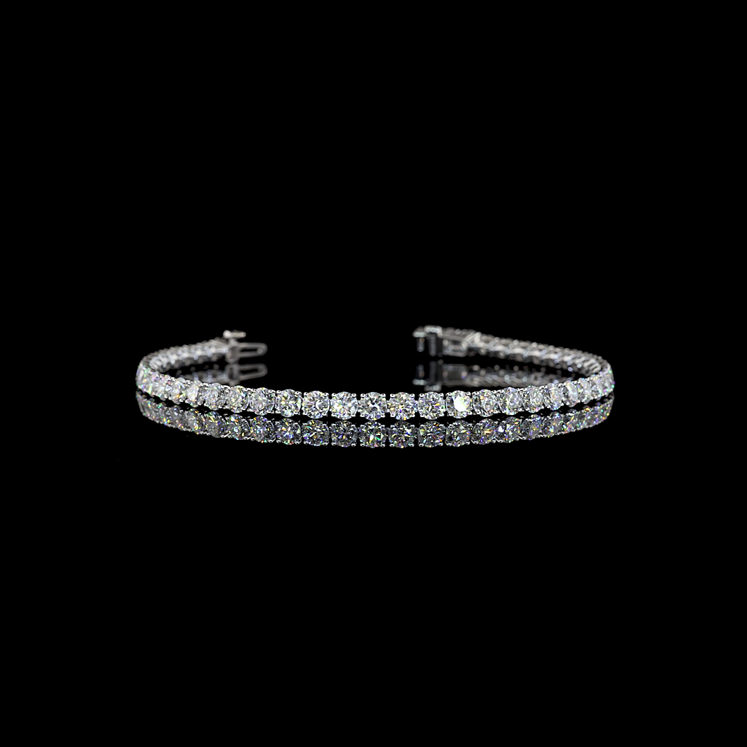 Lab-Grown 10.59 Carat Round E-F-VS Diamond 14K White Gold Tennis Bracelet