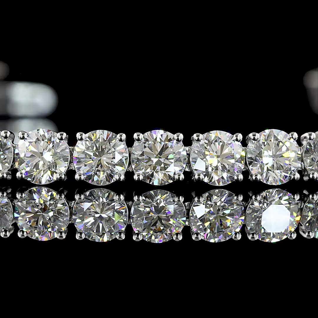 Lab-Grown 10.59 Carat Round E-F-VS Diamond 14K White Gold Tennis Bracelet