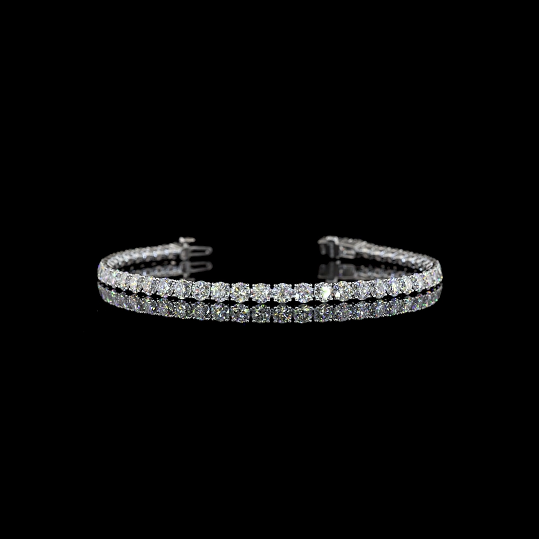 Lab-Grown 10.52 Carat Round E-F-VS2 Diamond 14K White Gold Tennis Bracelet