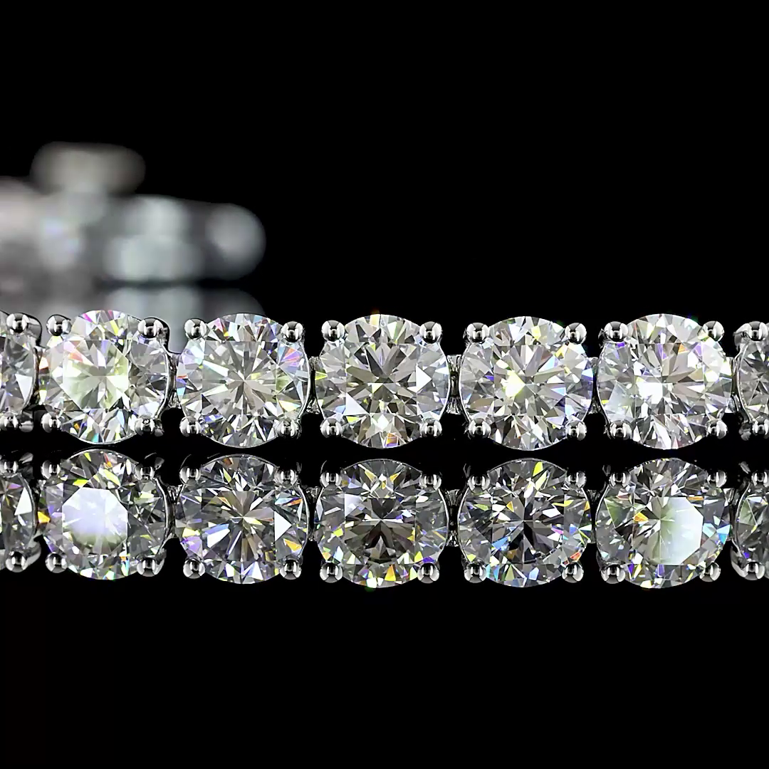 Lab-Grown 10.52 Carat Round E-F-VS2 Diamond 14K White Gold Tennis Bracelet