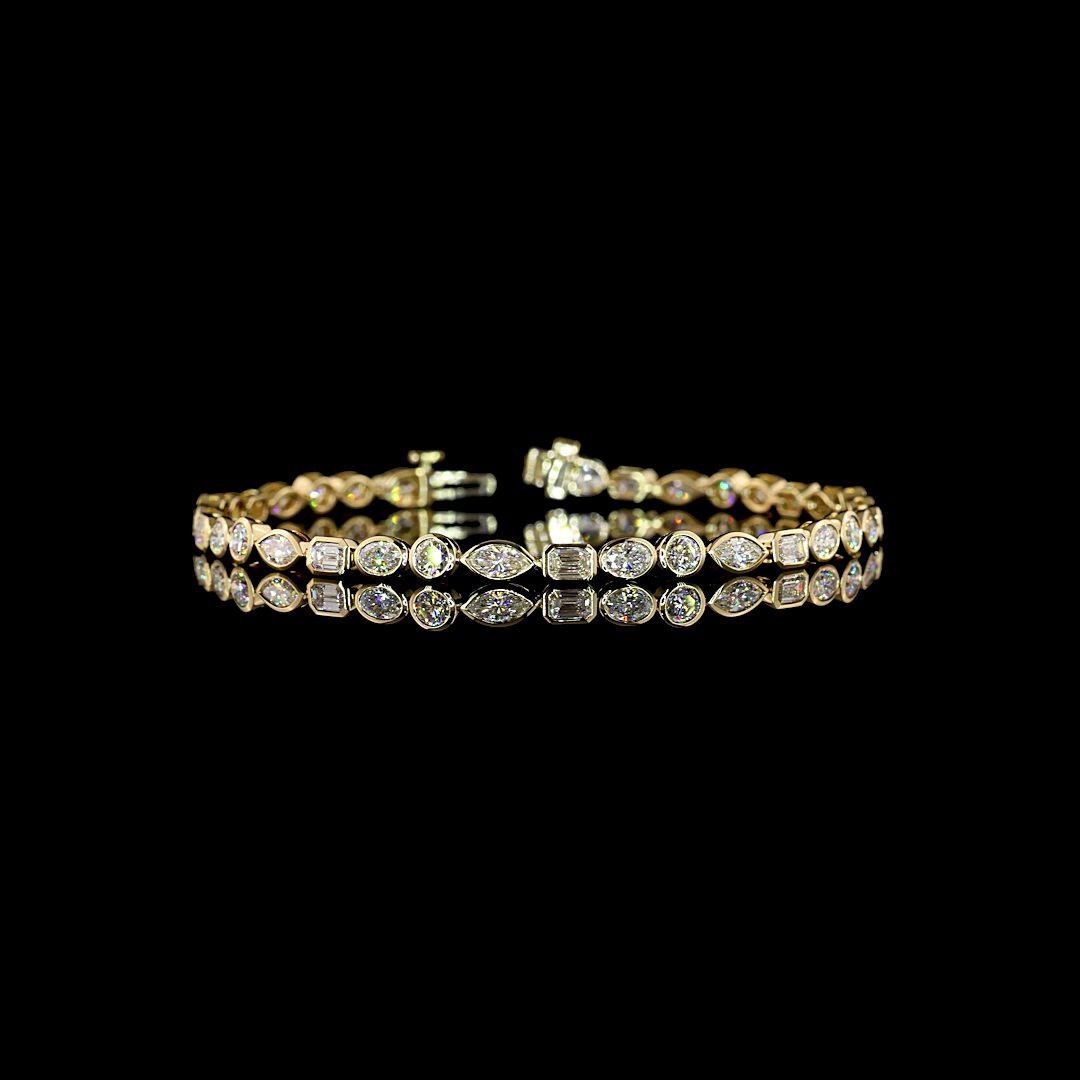 Lab-Grown 4.68 Carat MIX E-F-VS Diamond 14K Yellow Gold Tennis Bracelet