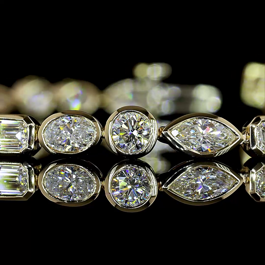 Lab-Grown 4.68 Carat MIX E-F-VS Diamond 14K Yellow Gold Tennis Bracelet