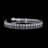 Lab-Grown 9.88 Carat Round E-VS1 Diamond 14K White Gold Tennis Bracelet